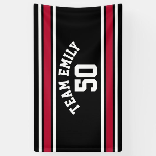 Red and Black Sports Jersey Custom Name Number Spandoek (Verticaal)