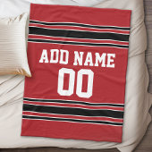 Red and Black Sports Jersey Personalized Fleece Deken