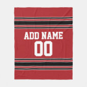 Red and Black Sports Jersey Personalized Fleece Deken (Voorkant)
