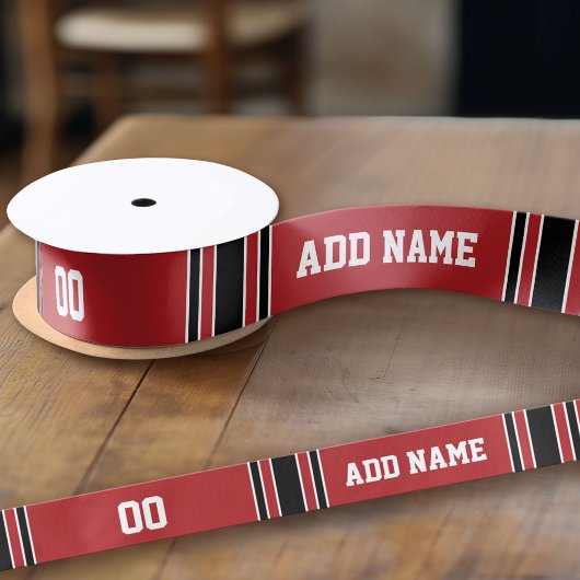 Red and Black Sports Jersey Personalized Satijnen Lint