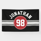 Red and Black Sports Jersey Personalized Spandoek (Horizontaal)