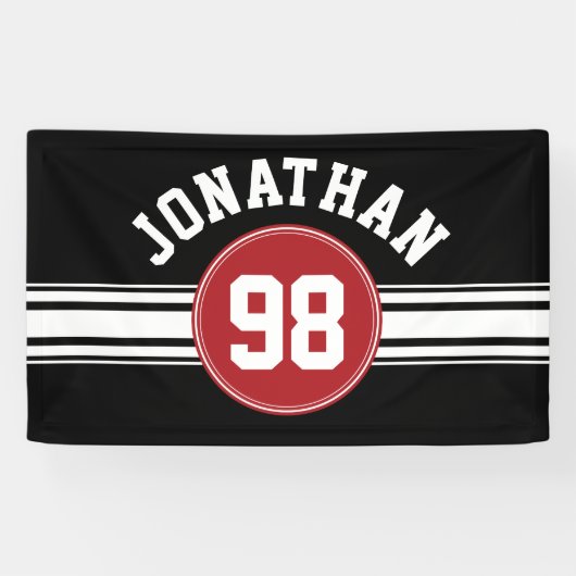 Red and Black Sports Jersey Personalized Spandoek (Horizontaal)