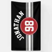 Red and Black Sports Jersey Personalized Spandoek (Verticaal)