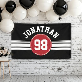 Red and Black Sports Jersey Personalized Spandoek