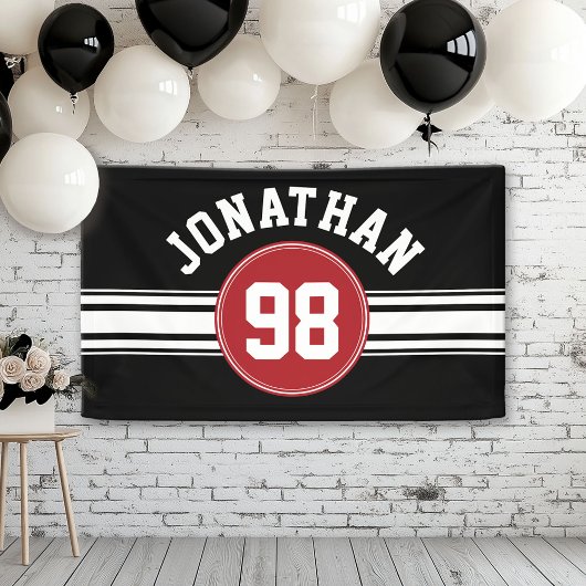 Red and Black Sports Jersey Personalized Spandoek