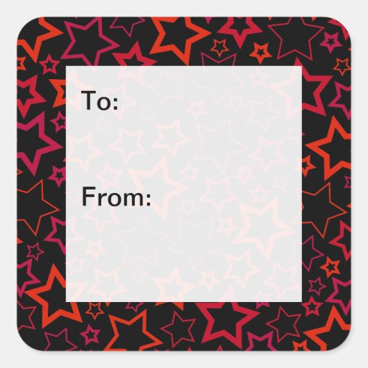 Red and Black Stars Cadeau Labels (Voorkant)