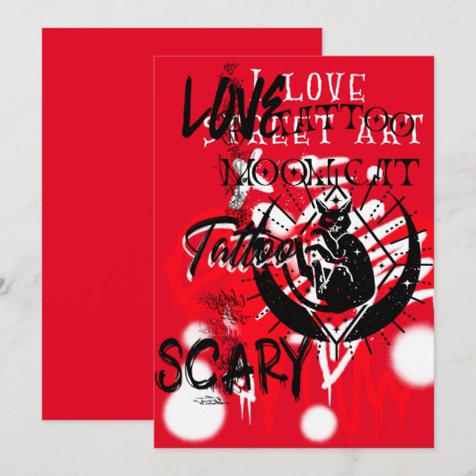 Red and Black Street Art en een zwarte kattenplatt (Voorkant / Achterkant)