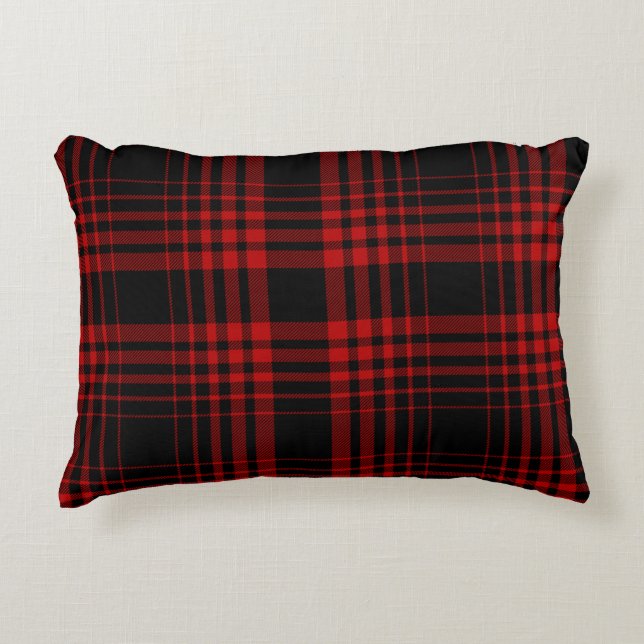Red and black tartan plaid Scottish seamless patte Accent Kussen (Voorkant)