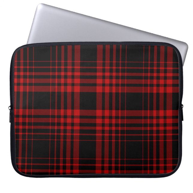 Red and black tartan plaid Scottish seamless patte Laptop Sleeve (Voorkant)