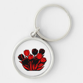 Red and Black Tulip Bouquet Sleutelhanger