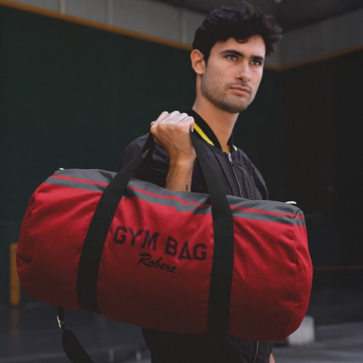 Red and Black Typography Based Design Gym Bag Plunjezak