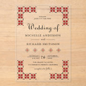 Red and Black Ukrainian Embroidery Wedding Acryl Uitnodigingen (Voorkant)