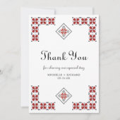 Red and Black Ukrainian Embroidery Wedding Bedankkaart (Voorkant)