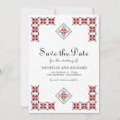 Red and Black Ukrainian Embroidery Wedding Save The Date (Voorkant)
