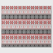 Red and Black Winter Fair Isle Pattern Cadeaupapier (Vlak)