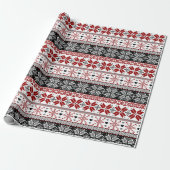Red and Black Winter Fair Isle Pattern Cadeaupapier (Uitgerold)