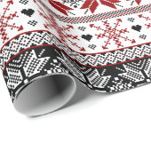 Red and Black Winter Fair Isle Pattern Cadeaupapier (Rol Hoek)