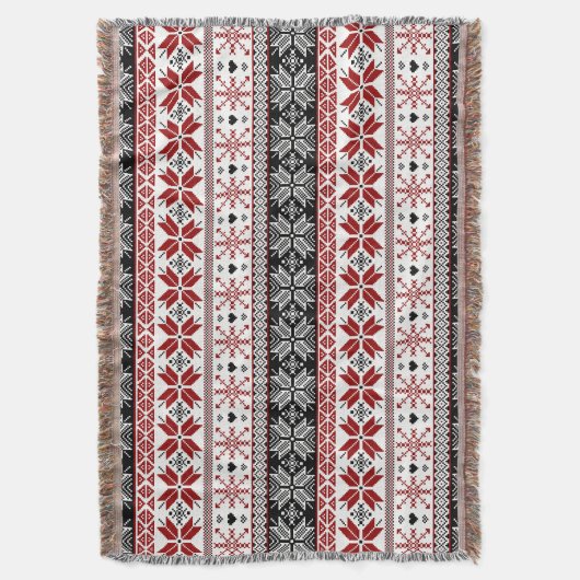 Red and Black Winter Fair Isle Pattern Deken (Voorkant Verticaal)