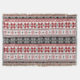 Red and Black Winter Fair Isle Pattern Deken