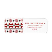 Red and Black Winter Fair Isle Pattern Etiket (Voorkant)