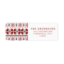 Red and Black Winter Fair Isle Pattern Etiket