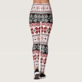 Red and Black Winter Fair Isle Pattern Leggings (Achterkant)