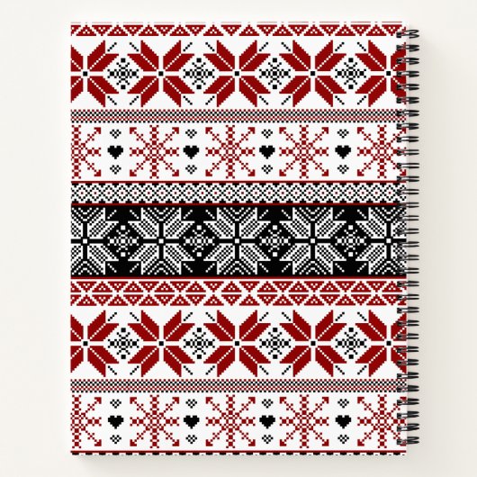 Red and Black Winter Fair Isle Pattern Notitieboek (Achterkant)