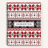 Red and Black Winter Fair Isle Pattern Notitieboek (Voorkant)