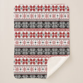 Red and Black Winter Fair Isle Pattern Sherpa Deken (Voorkant)