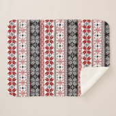 Red and Black Winter Fair Isle Pattern Sherpa Deken (Voorkant (horizontaal))