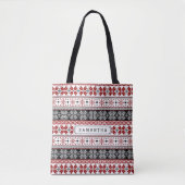 Red and Black Winter Fair Isle Pattern Tote Bag (Voorkant)