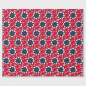 Red and Blue Abstract Snowflake Patroon Cadeaupapier (Vlak)