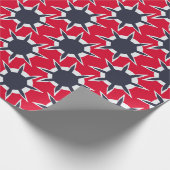 Red and Blue Abstract Snowflake Patroon Cadeaupapier (Hoek)