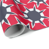 Red and Blue Abstract Snowflake Patroon Cadeaupapier (Rol Hoek)
