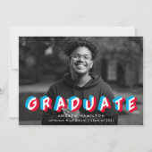 Red and Blue | Anaglyph Photo Graduation Party Kaart (Voorkant)