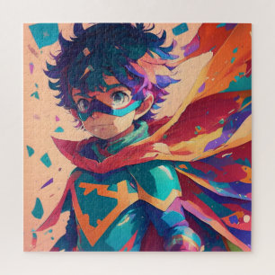 Red and Blue Anime Superhero Boy Legpuzzel