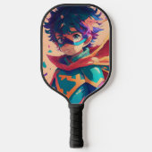 Red and Blue Anime Superhero Boy Pickleball Paddle (Voorkant)