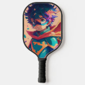 Red and Blue Anime Superhero Boy Pickleball Paddle (Achterkant)