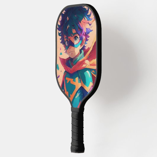 Red and Blue Anime Superhero Boy Pickleball Paddle (Links)