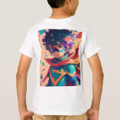 Red and Blue Anime Superhero Boy T-shirt (Achterkant)
