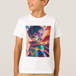 Red and Blue Anime Superhero Boy T-shirt
