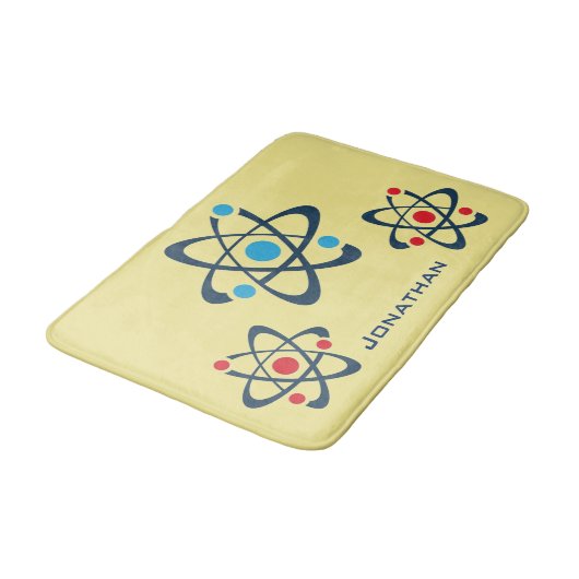 Red and Blue atoms Science Design Bath Mat (Gekanteld)