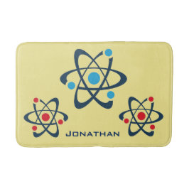 Red and Blue atoms Science Design Bath Mat