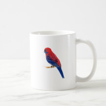 Red and Blue Bird with Blue  Watercolor stripes