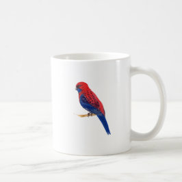 Red and Blue Bird with Blue  Watercolor stripes Koffiemok