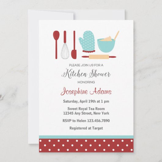 Red and Blue Bridal Shower Invitation Kaart (Voorkant)