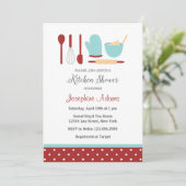 Red and Blue Bridal Shower Invitation Kaart (Staand voorkant)