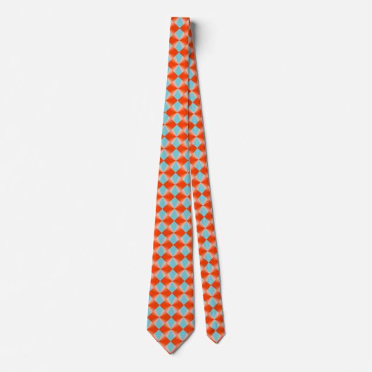 Red and Blue Digital Diamond Pattern Stropdas (Voorkant)