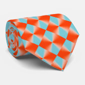 Red and Blue Digital Diamond Pattern Stropdas (Opgerold)
