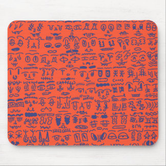 Red and Blue Doodle Mouse Pad – Abstract Line Art  Muismat